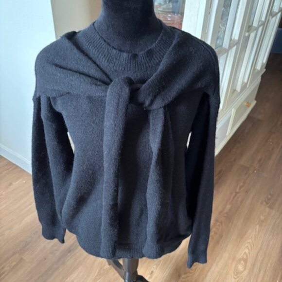 Line & Dot Black Double Layer Knotted Accent Pullover Sweater NWT Small - Picture 1 of 7